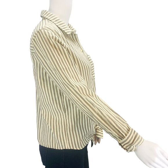 NEW Madewell Womens Tie Front Shirt Maitland Stripe Cropped Button Front Size S - Picture 5 of 11
